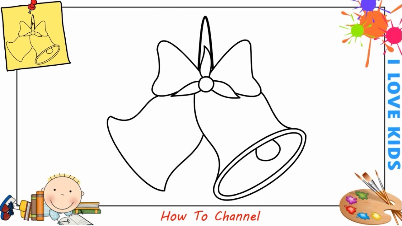How to draw christmas bells EASY step by step for kids, beginners, children - YouTube