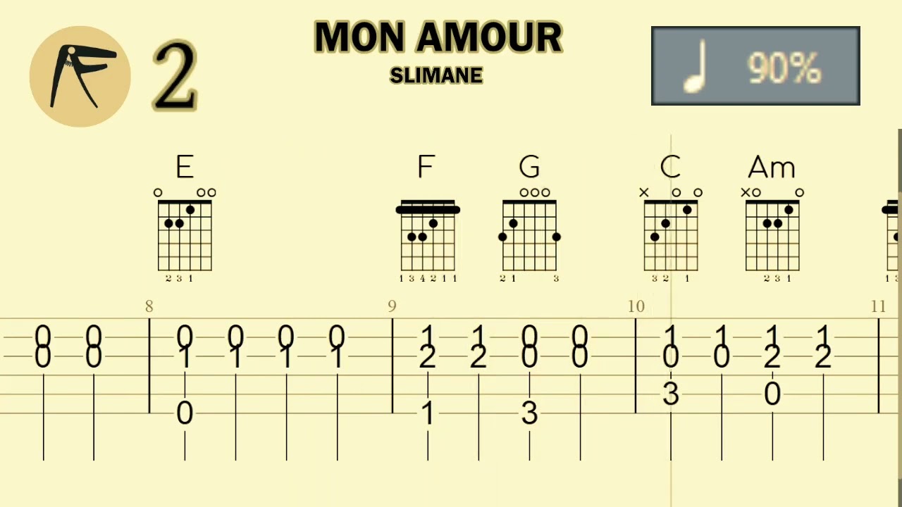 🎸 • SLIMANE • MON AMOUR • 🎶 • ACCORDS & ARPÈGES ⏱️ X90 • PASSER UN FA ⭐⭐