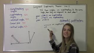 Angle Proofs 2 Video 1: The Congruent Supplements Theorem Case 1
