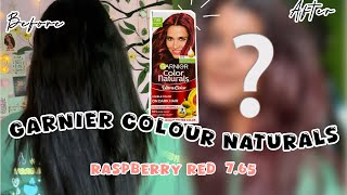 Coloured My Hair With Garnier Colour Natural’s Raspberry Red 7.65 🤩🎀|| My First Hair Colour At Home