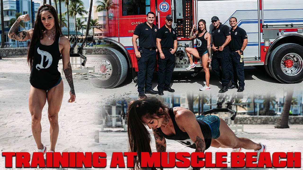 BAKHAR NABIEVA TRAINING AT MUSCLE BEACH, MIAMI | UPPER BODY WORKOUT | FIREFIGHTERS WERE CALLED!