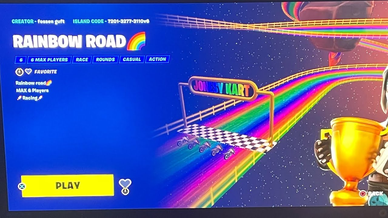 Fortnite Rainbow Road spelen (Mario Kart Rainbow Road) - YouTube