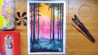 forest canvas painting easy 1