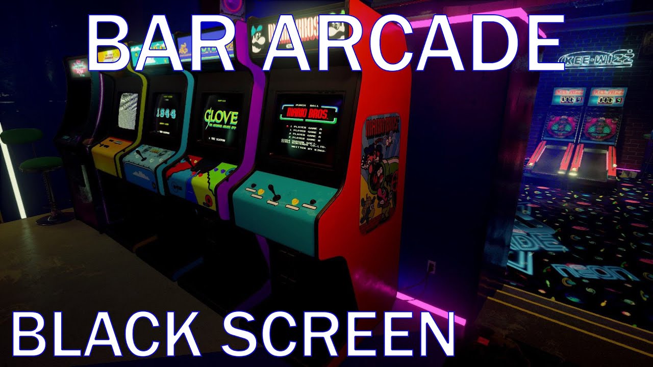 Barcade Ambience 8 hours | Arcade Gaming ASMR | Black Screen
