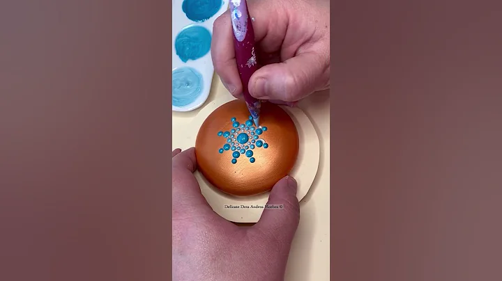 Orange and Blue dot mandala rock painting #art #satisfying #painting #artist #craft #mandala #dotart