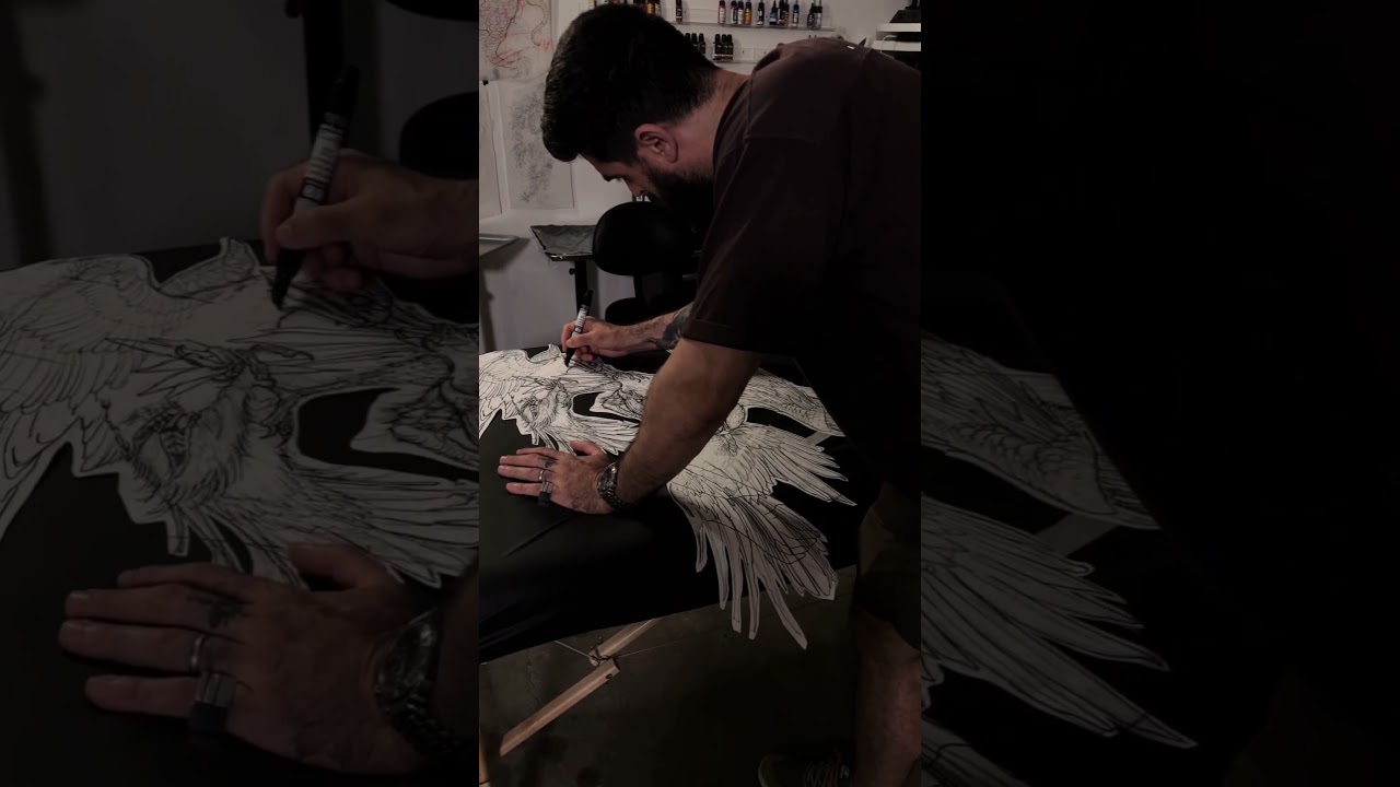 Freehanding the last details of a tattoo stencil #tattoo #art #ink #tattoodesigns