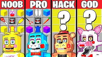 Minecraft Battle: FNAF 2 ANIMATRONICS CRAFTING CHALLENGE - NOOB vs PRO vs HACKER vs GOD ~ Animation