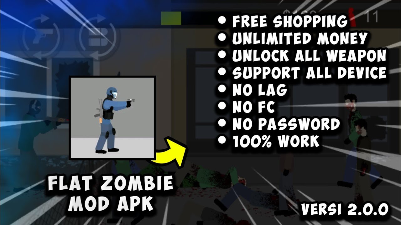 FLAT ZOMBIE MOD APK [ NO PW ] VERSI 2.0.0