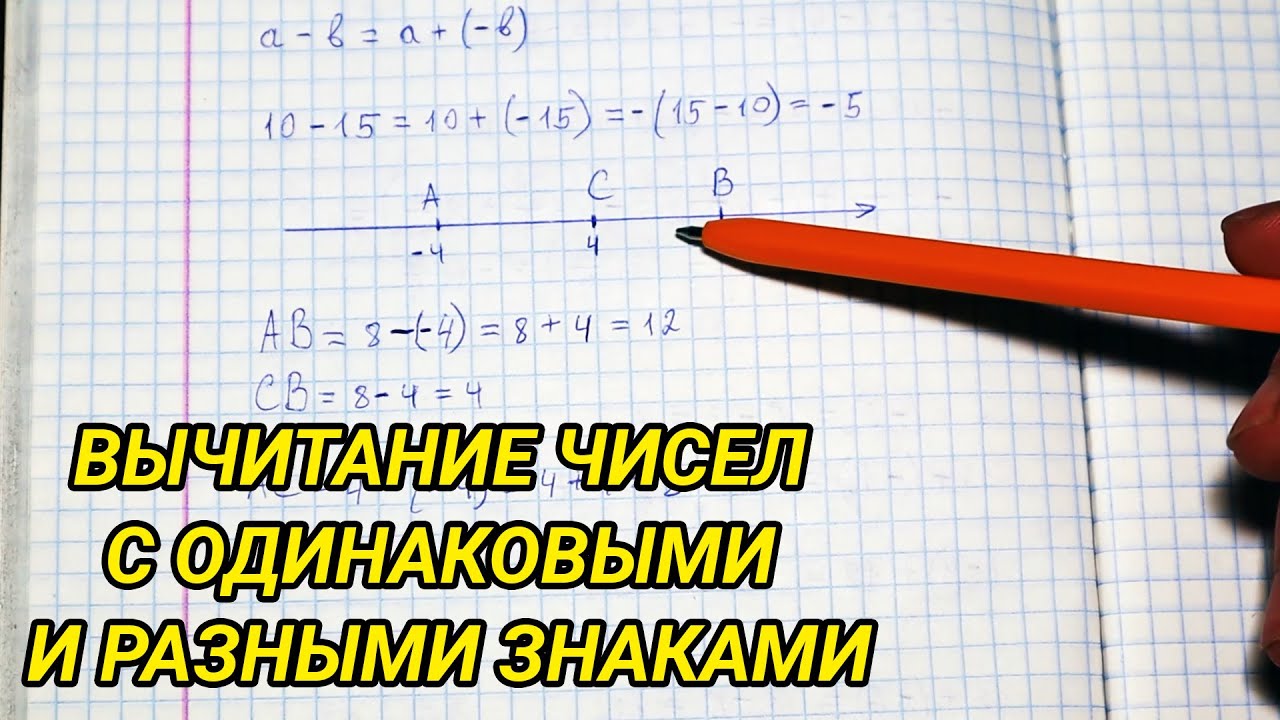 Вычитание чисел с одинаковыми и разными знаками. Длина отрезка. Математика 6 класс