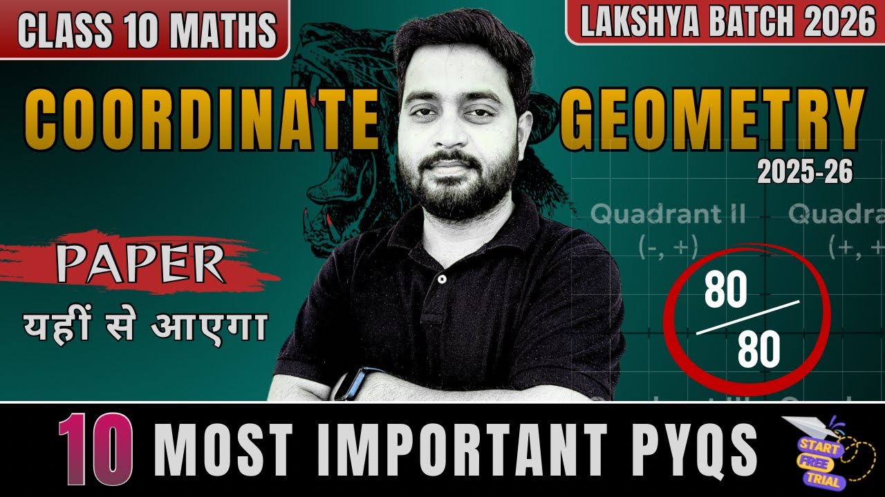 Top 10 Most Important PYQS | Coordinate Geometry Class 10 | Lakshya Batch 2026 | Jitu Sir