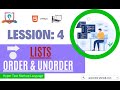 HTML Tutorial: Lists (ul li ol) | Order and Unorder List | Web Development Tutorials for beginners