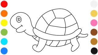 🐢 Turtle Coloring Page for Kids | Cute Turtle Coloring | Learn Colors 🎨