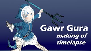 Gawr Gura in 3D (Blender making of timelapse)