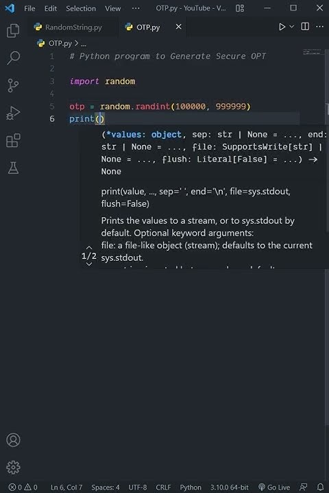 Generate Secure OTP using Python | Python Programming - YouTube
