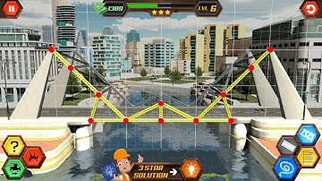Bridge construction simulator level 6, 3 star walkthrough easy hard medium city
