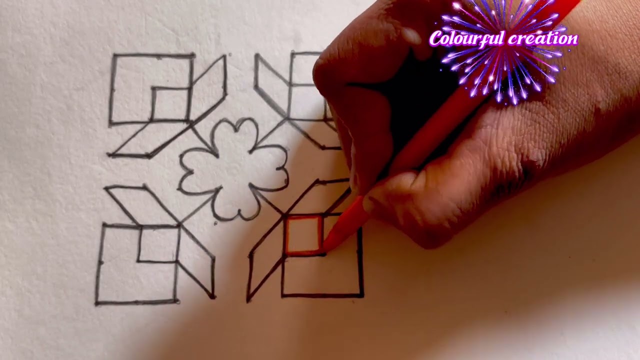 8*8 design #simplerangolidesigns #rangoliart #festivaldecor #easyrangoli by colourful creation 