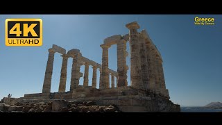 Temple of Poseidon: Ancient Greece's Coastal Wonder (Sounion) - Breathtaking Aegean Sea View - 4k
