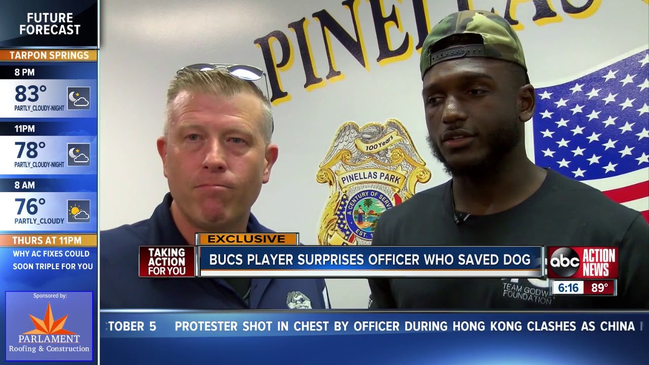 st petersburg fl airport Bucs' Chris Godwin surprises Pinellas Park PD officer after rescuing dog hit by car on I-275