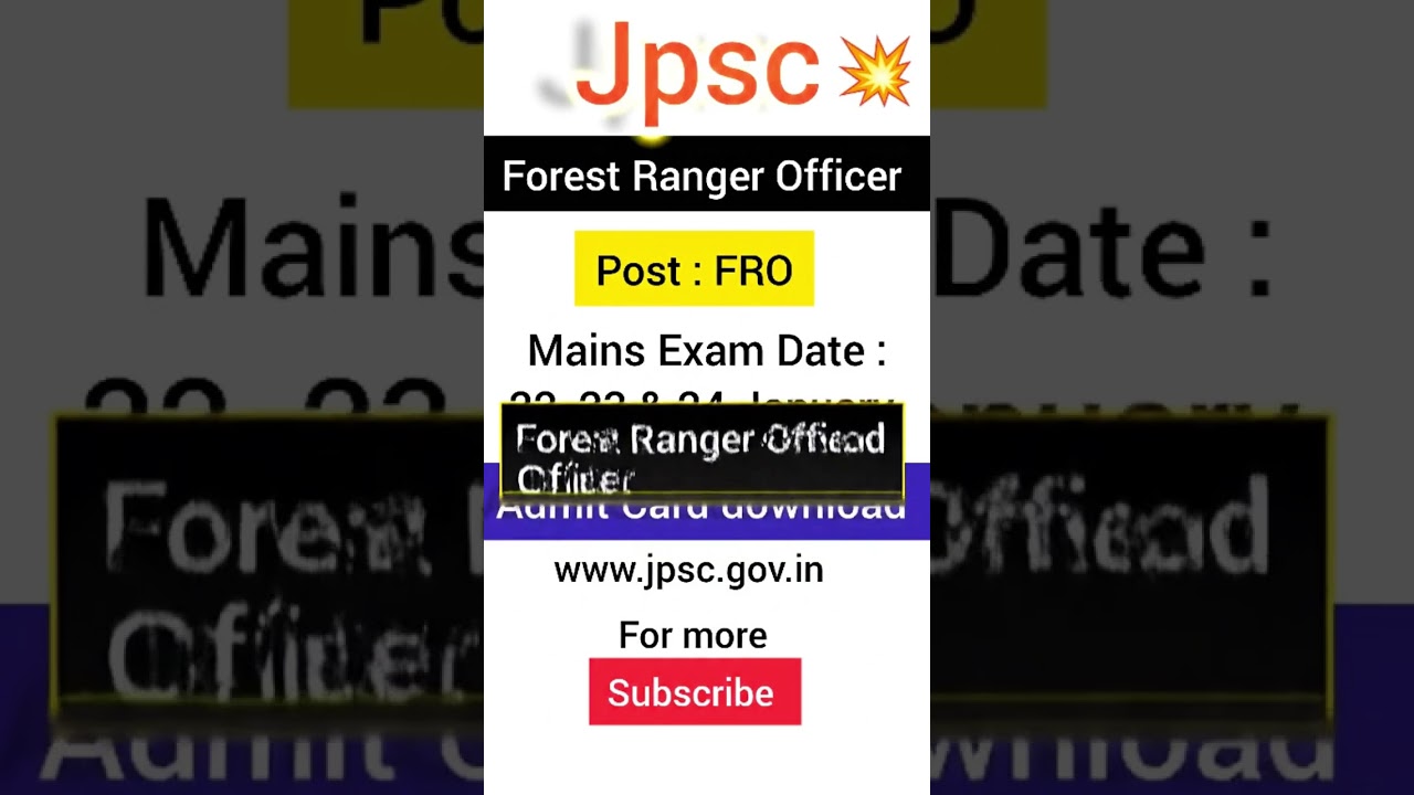 Jpsc FRO Admit Card download 