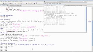 Programming in Tcl/Tk Lesson 16:GUI:Frame, Text, Scrollbar, Scale. (Arabic Version) Programming in Tcl/Tk Lesson 16:GUI:Frame, Text, Scrollbar, Scale. (Arabic Version)