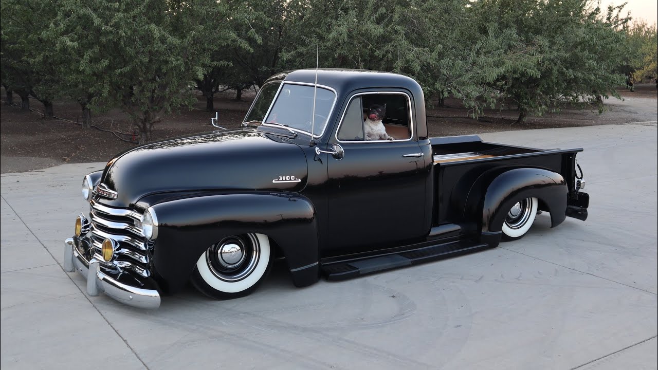 Bagged 1953 Chevy Truck 3100 driving up and down the street YouTube