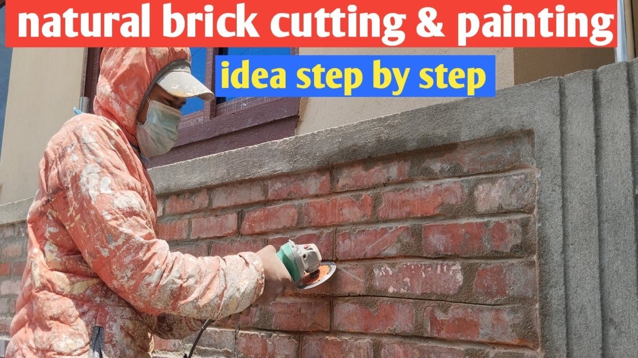 Natural Wall Brick Design Cutting & Painting Step  by Step /Exterior Wall Brick Painting  Design/
