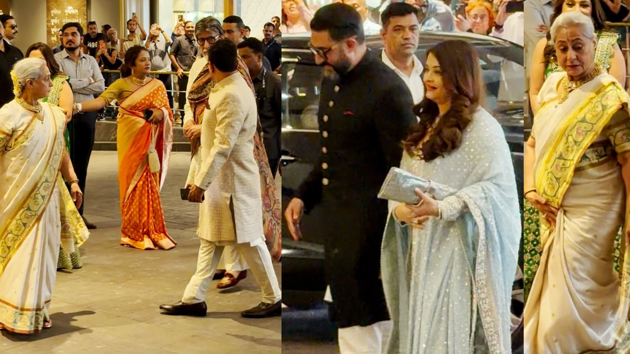 Amitabh Bachchan With Jaya Bachchan & Abhishek Bachchan With Aishwarya At Arjun Tendulkar Wedding