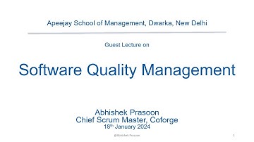 Guest Lecture on Software Quality Management at Apeejay School of Management