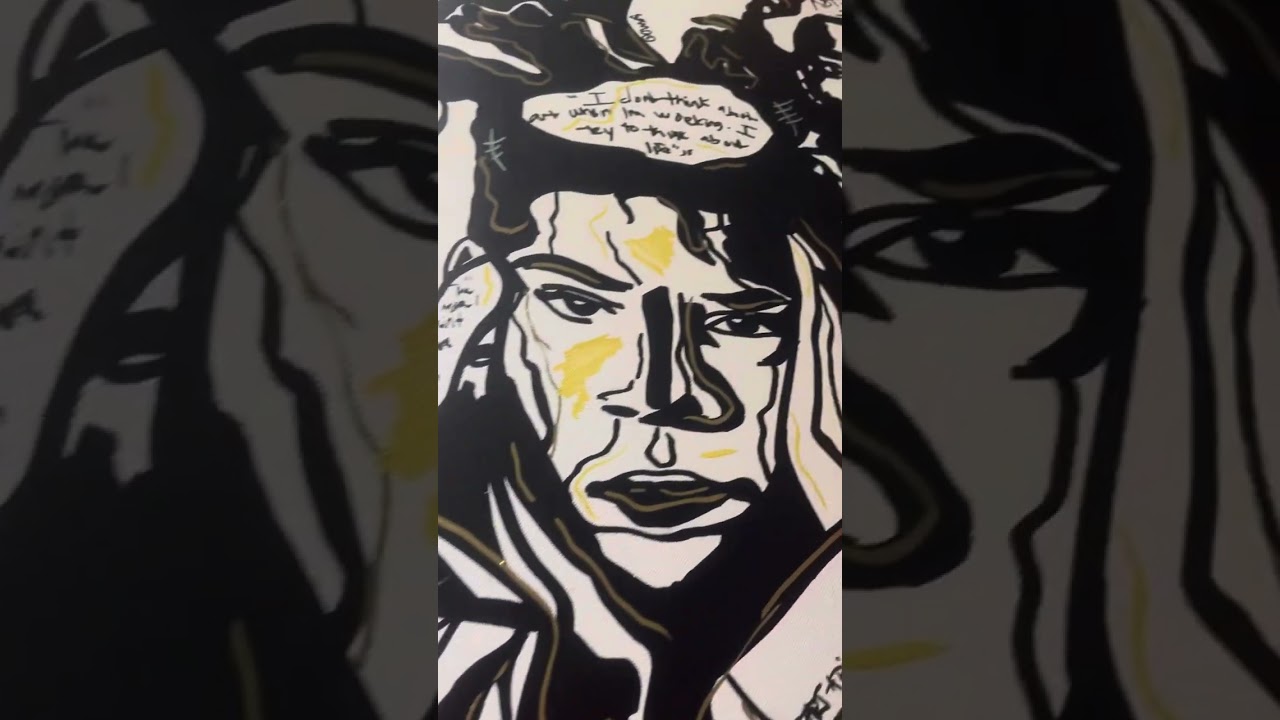 Painting Jean-Michel Basquiat! While listening to one of his documentaries 🖤 