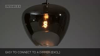 Lucide Soufian Glass Ceiling Pendant Light - Smoke Grey
