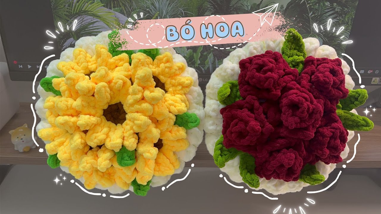 Jumbo Bouquet Crochet | Móc bó hoa khổng lồ bằng len nhung đũa | Mint_Hoki