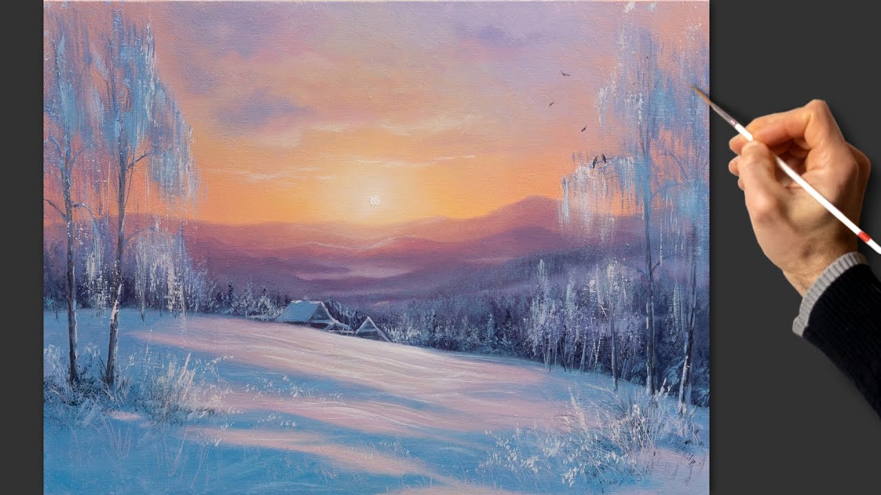 ❄️ Зимний вечер ❄️ Рисование акрилом. Искусство. Живопись 