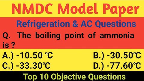 NMDC Junior Officer Top 10 Refrigeration And Air Condition Objective Questions And Answer For NMDC |