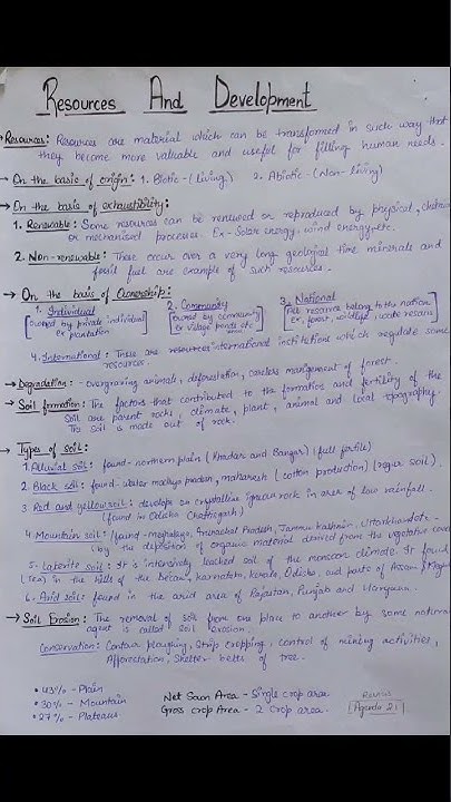 Notes of Resources and Development class 10 - YouTube