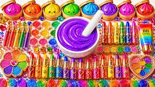 Slime ASMR Satisfactorio 🌈 DIY Slime Morado Brillante Con Maquillaje Y Purpurina