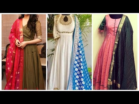 simple gown with heavy dupatta