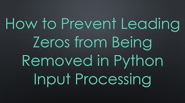How to Prevent Leading Zeros from Being Removed in Python Input Processing