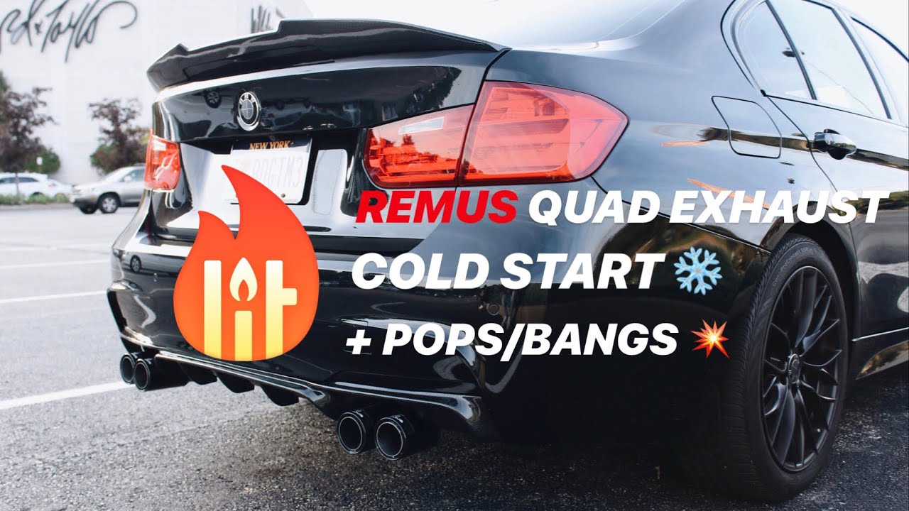 BMW F30 N55 335xi REMUS SPORT AXLE BACK QUAD EXHAUST SOUND CLIP (COLD START + POPS/BANGS)