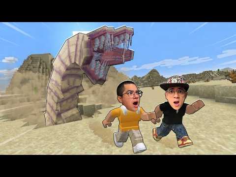 WE FOUND A GIANT WORM IN THE MINECRAFT DESERT!