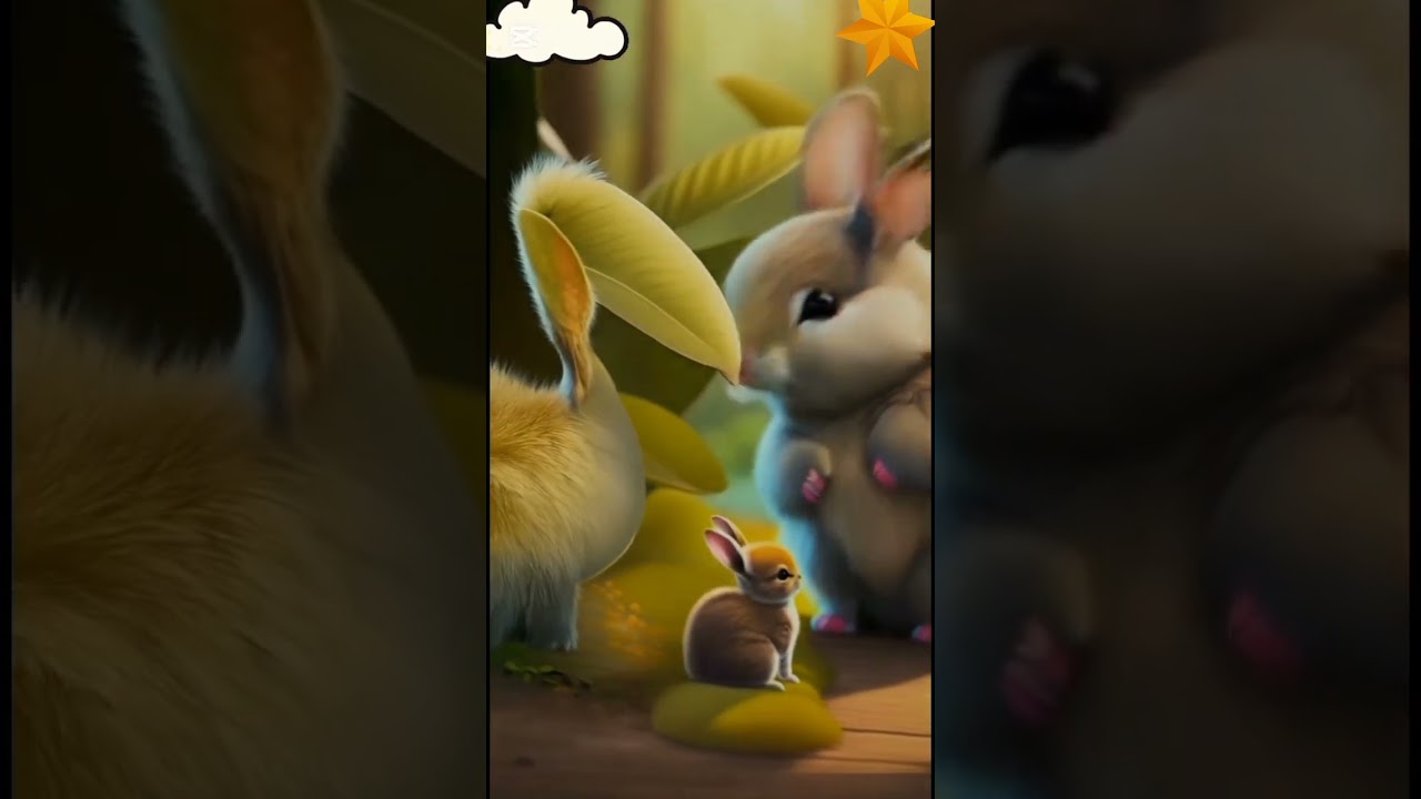 A rabbit takes good care of its child 