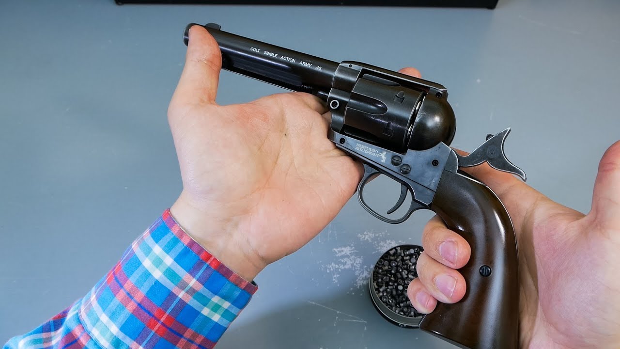 Пневматический револьвер Umarex Colt Single Action Army 45 antik finish (Пулевой) (видео обзор)