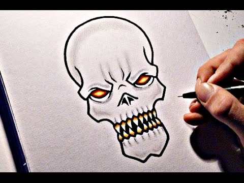 how to draw a evil skull