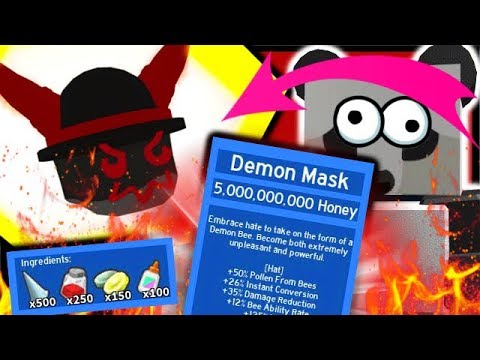 Crafting Epic Demon Mask Stump Field Grandmaster Roblox Bee Swarm Simulator Youtube - roblox combine mask