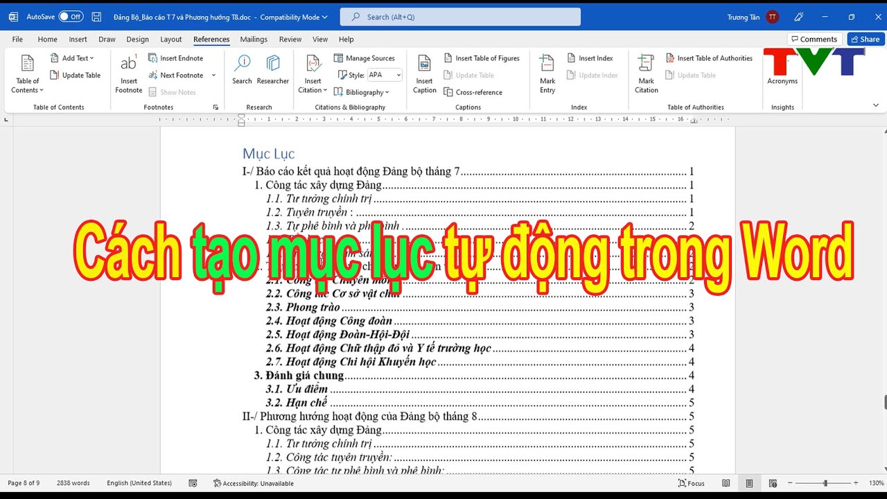 Cách tạo mục lục trong Word nhanh chóng, đơn giản | Thủ thuật tin học ...
