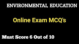 Environmental Education MCQ || Water Resource Management MCQ || Environmental Education Online Quiz