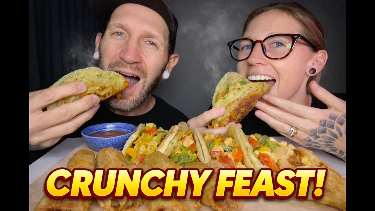 🔥 BIG Crunchy Feast! HOMEMADE Fajitas + Crispy Spring Rolls | Couple ASMR Mukbang