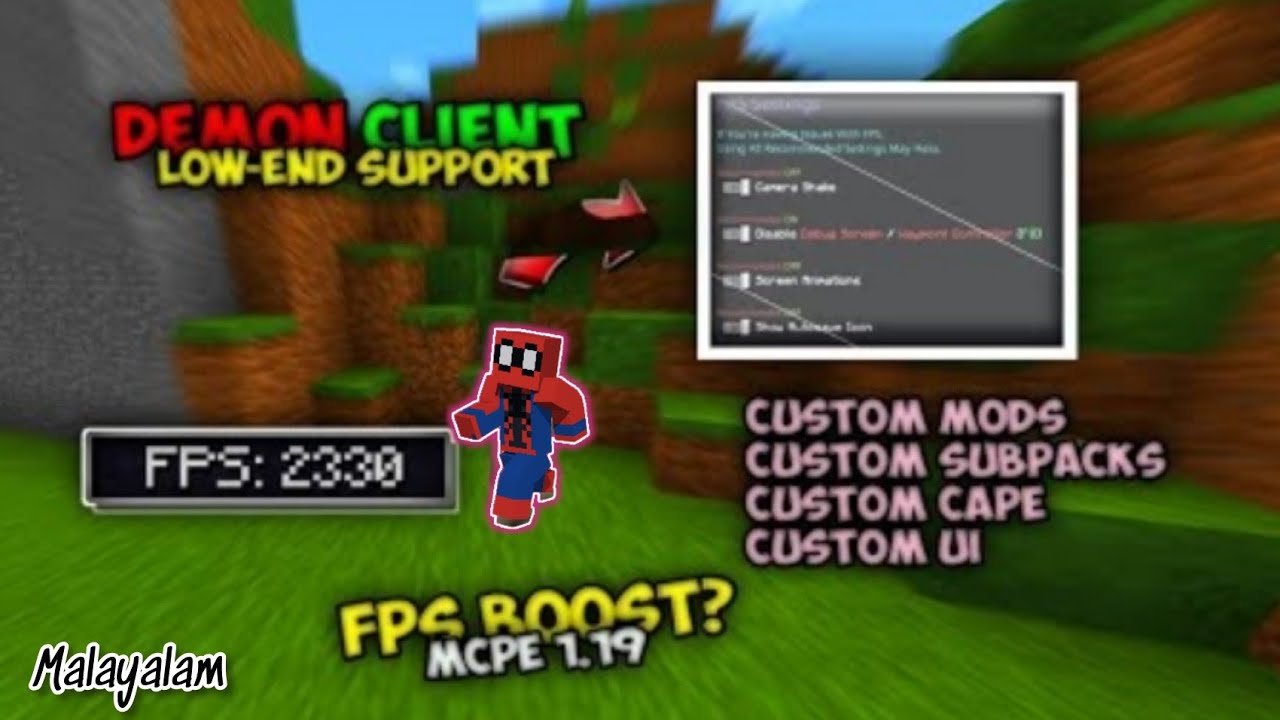 Fps booster Client for Mcpe 1.19 Bedrock Edition Minecraft Malayalam ...