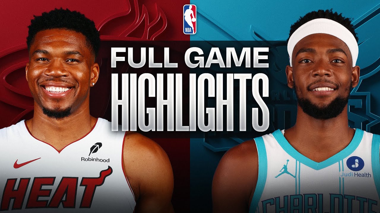 Official NBA video artwork for Miami at Charlotte, October 24, 2026. Hornets opponent film, not a Wizards–Hornets game photo.