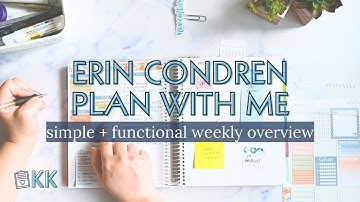 Erin Condren Functional Plan with Me Weekly Overview Simple Minimal Week on One Page PlannerKate
