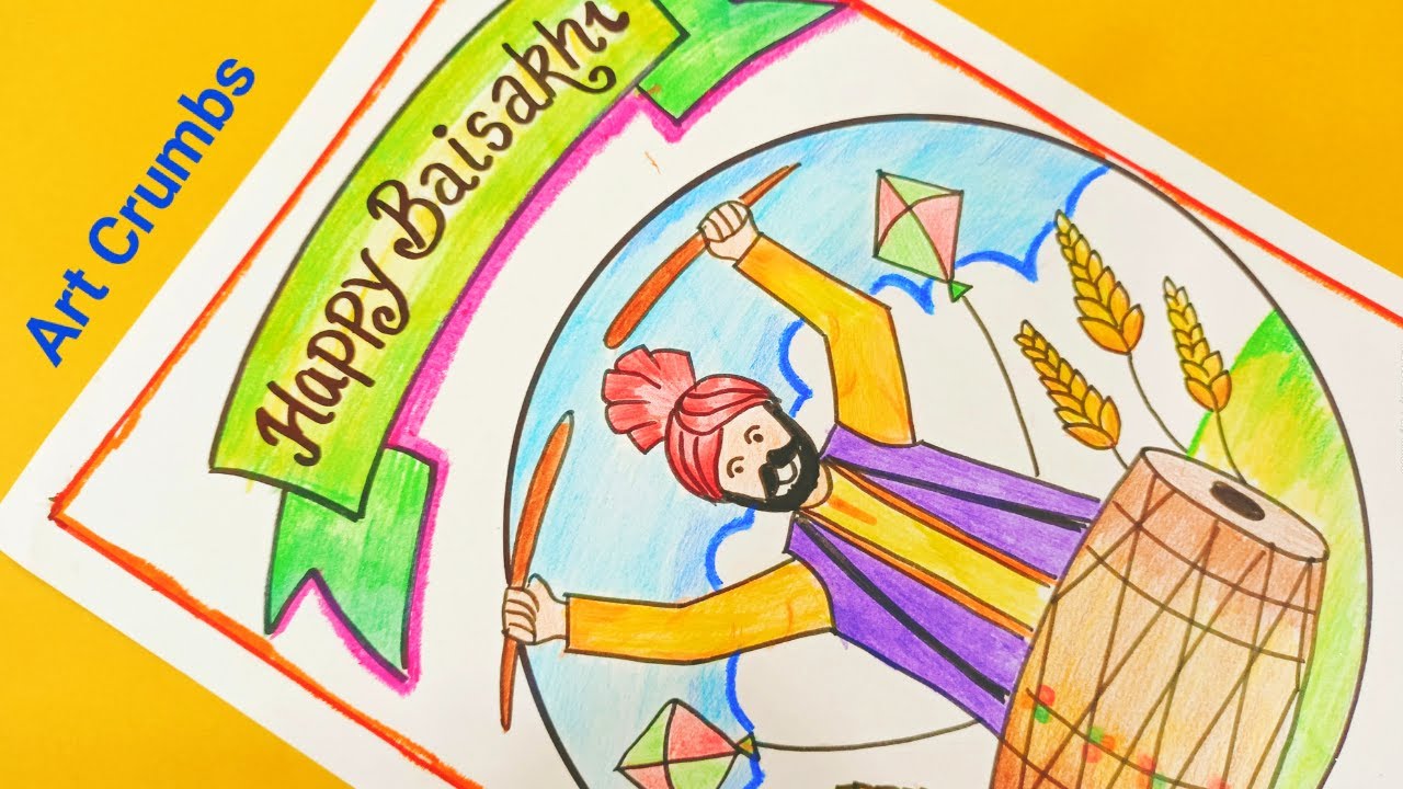 Baisakhi Festival Drawing Scene for Kids - YouTube